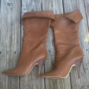 GUESS- Tan Leather Tall "Troubador" Boots Size 9